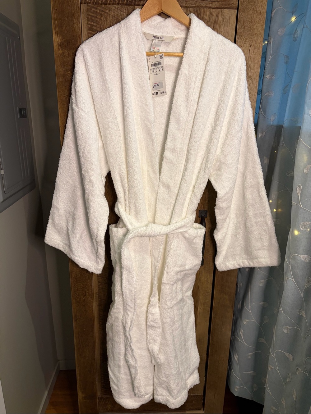 Zara Home White Terry Cloth Bathrobe Robe Size M NWT